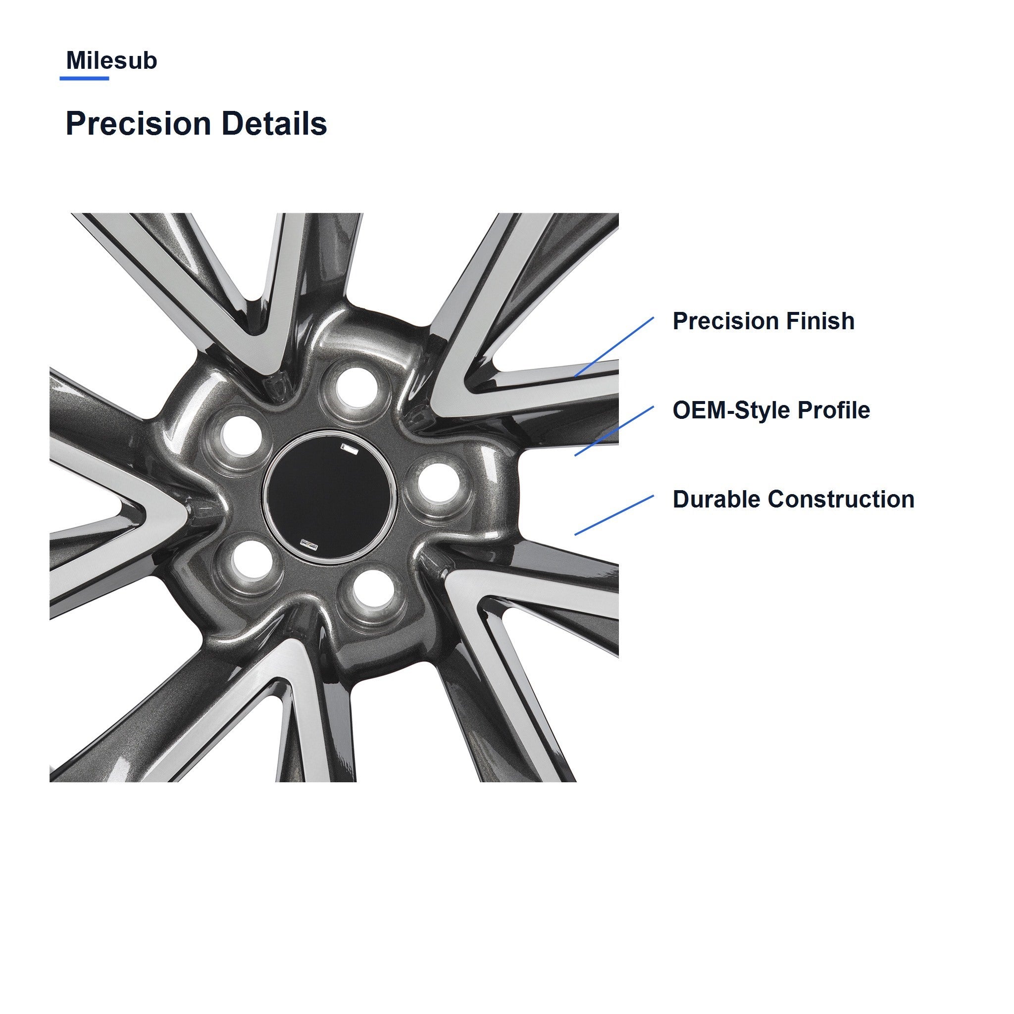 Milesub 18" OEM Style Replacement Wheel for Toyota Corolla 2019-2024 - Precision Details