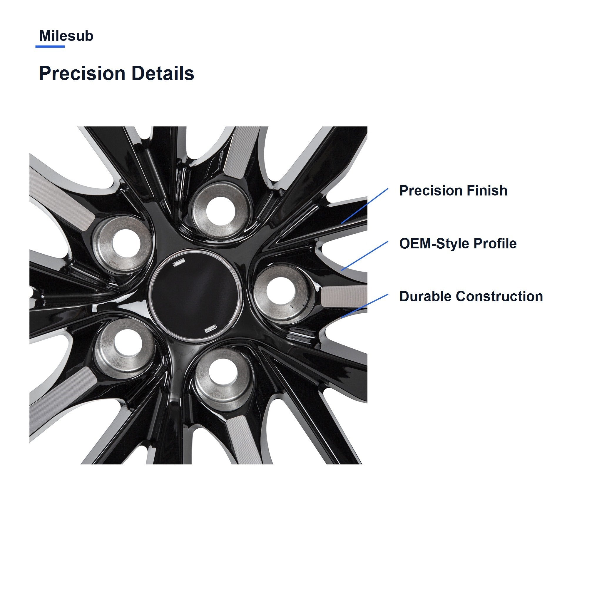Milesub 19" OEM Style Replacement Wheel for Toyota Camry 2018-2020 - Precision Details