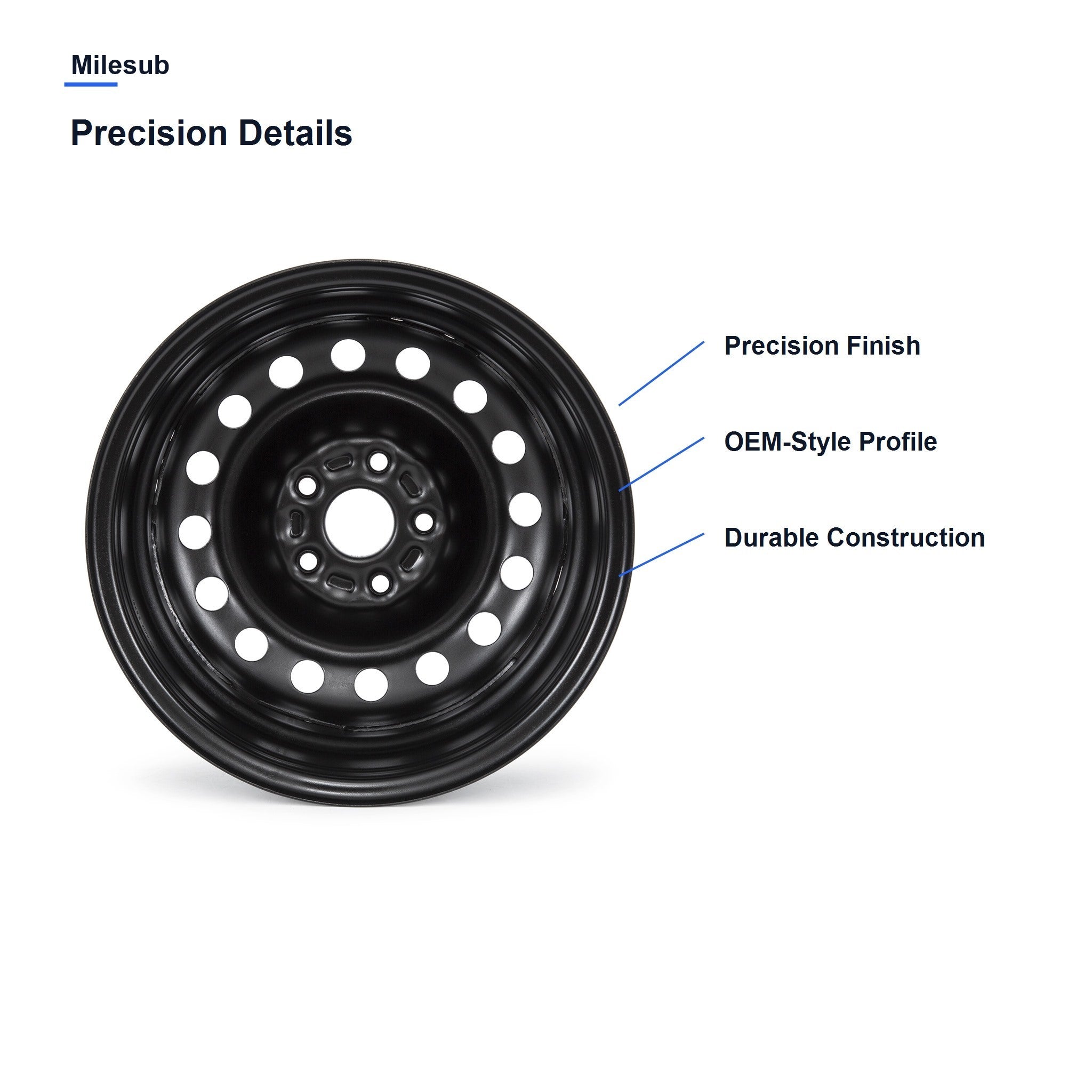 Milesub 16" OEM Style Replacement Wheel for Toyota Camry 2018-2024 - Precision Details