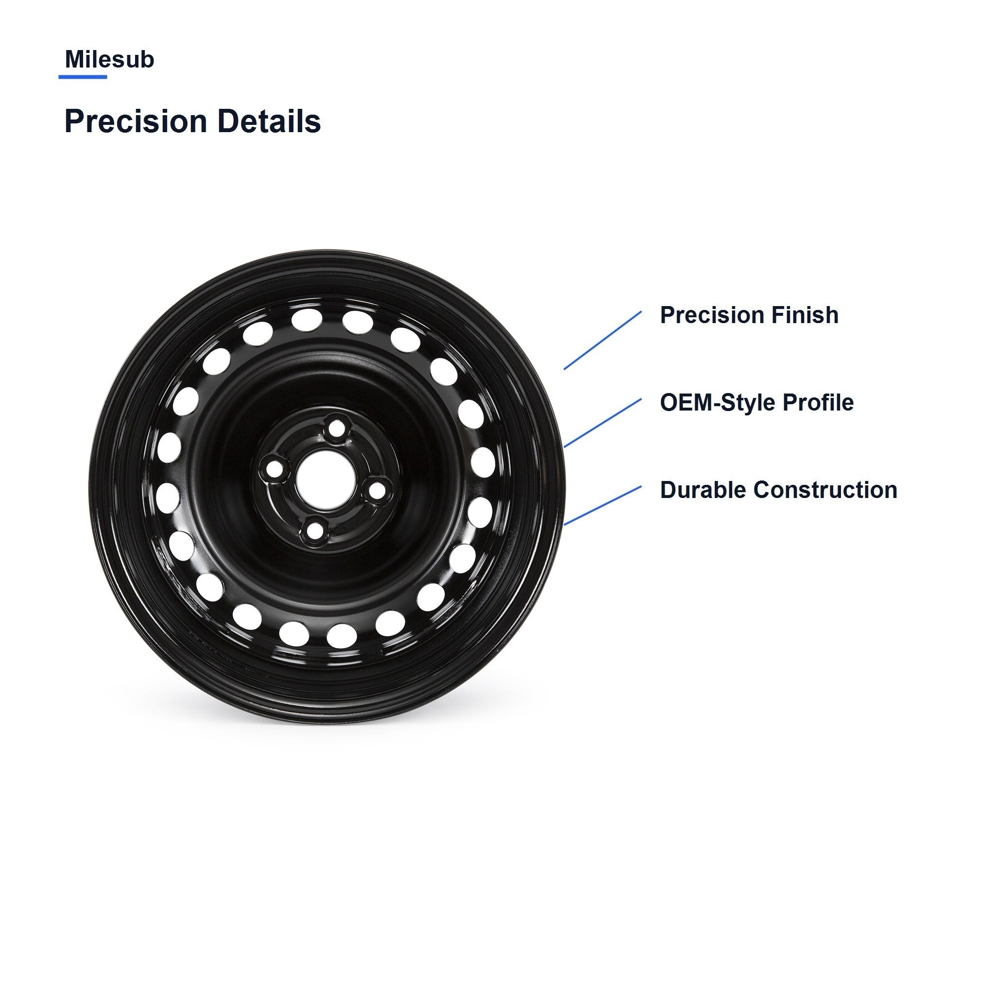 Milesub 15" OEM Style Replacement Wheel for Kia RIO 2018-2022 - Precision Details