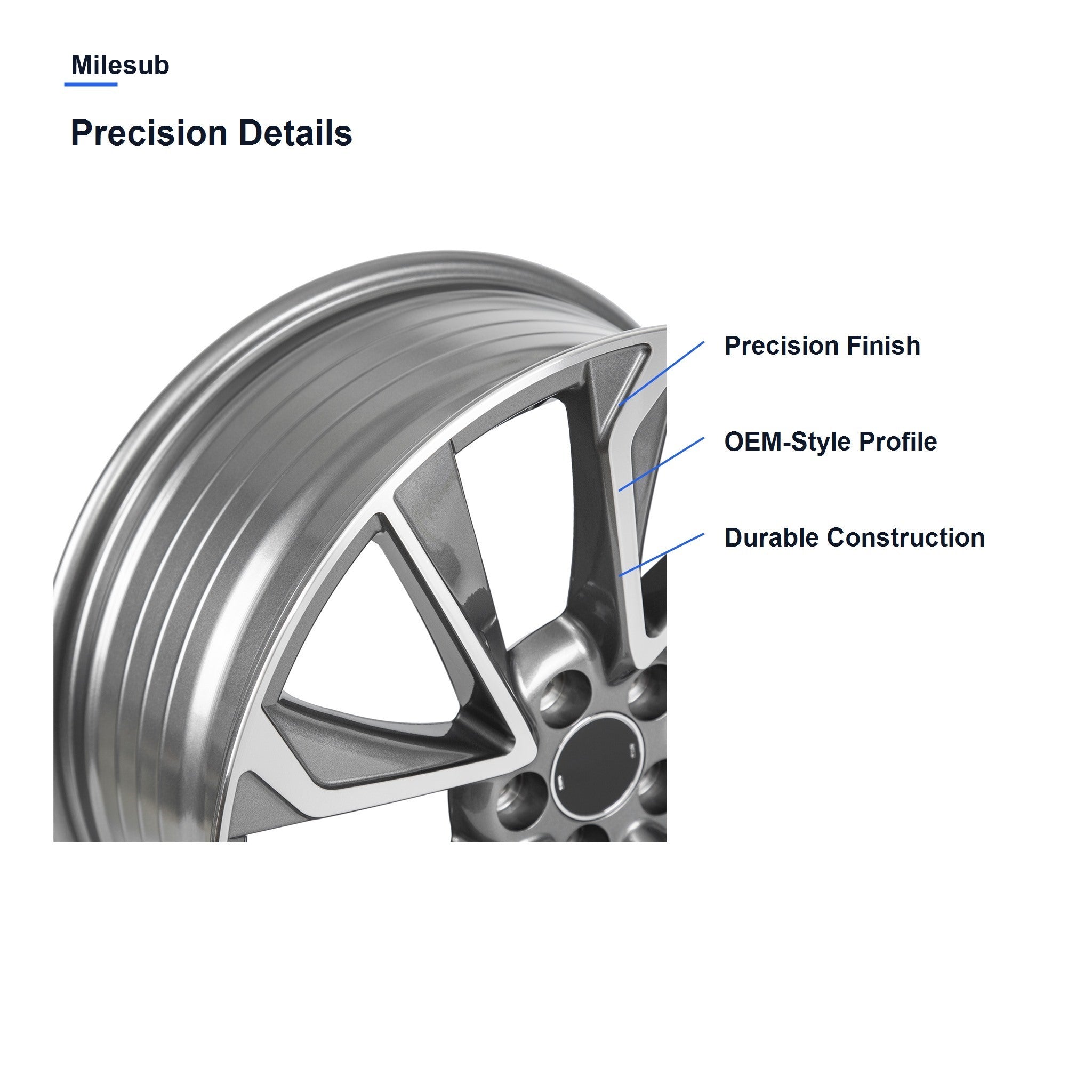 Milesub 18" OEM Style Replacement Wheel for Toyota Corolla 2019-2024 - Precision Details