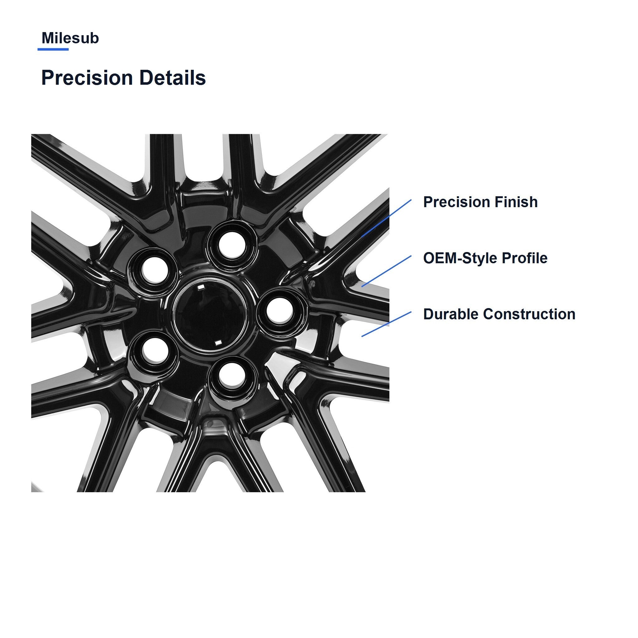 Milesub 18" OEM Style Replacement Wheel for Toyota Corolla 2021-2024 - Precision Details