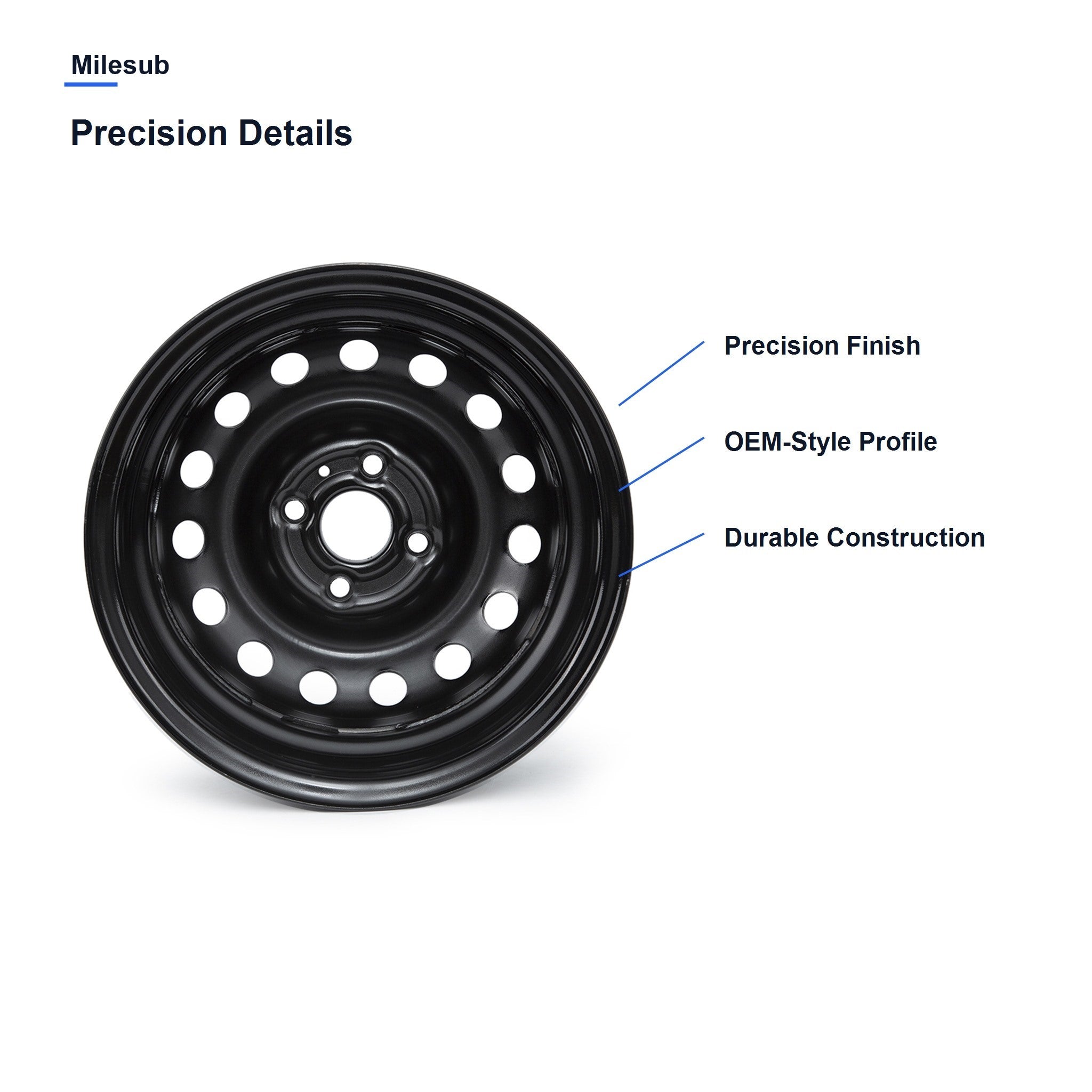 Milesub 14" OEM Style Replacement Wheel for Hyundai - Precision Details