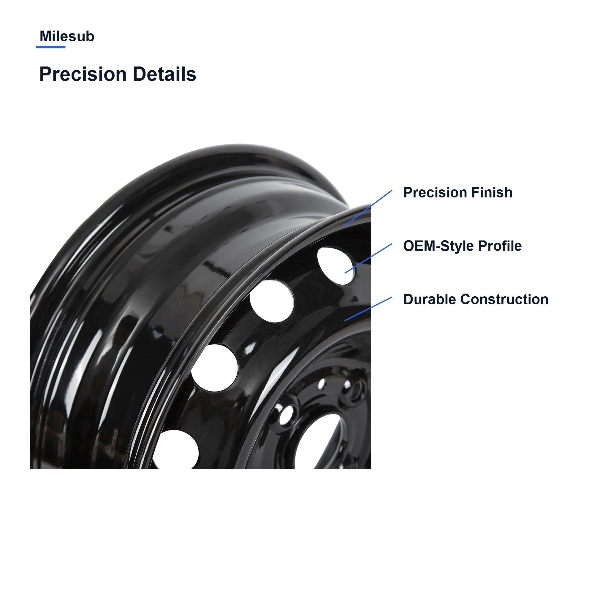 Milesub 14" OEM Style Replacement Wheel for Hyundai Accent 2006-2017 - Precision Details