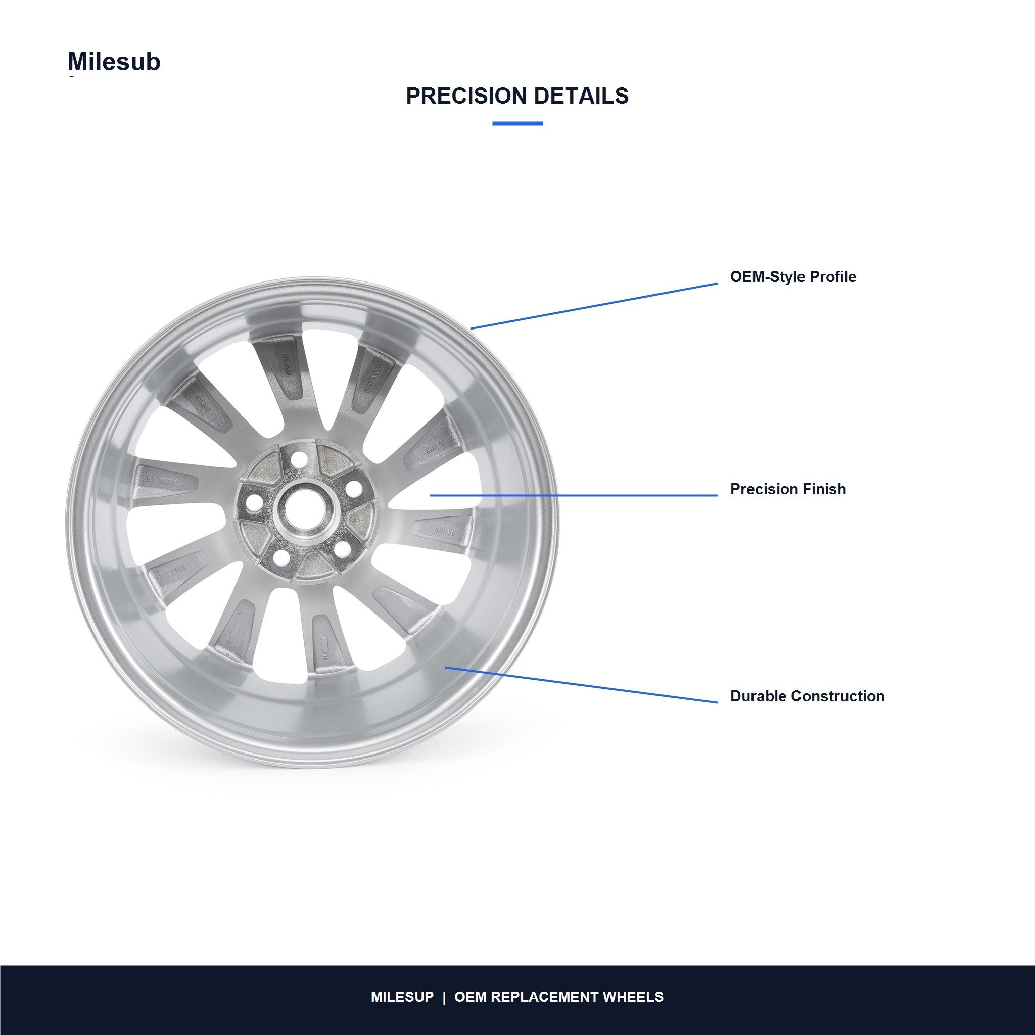 Milesub 18" OEM Style Replacement Wheel for 2014-2016 - Precision Details