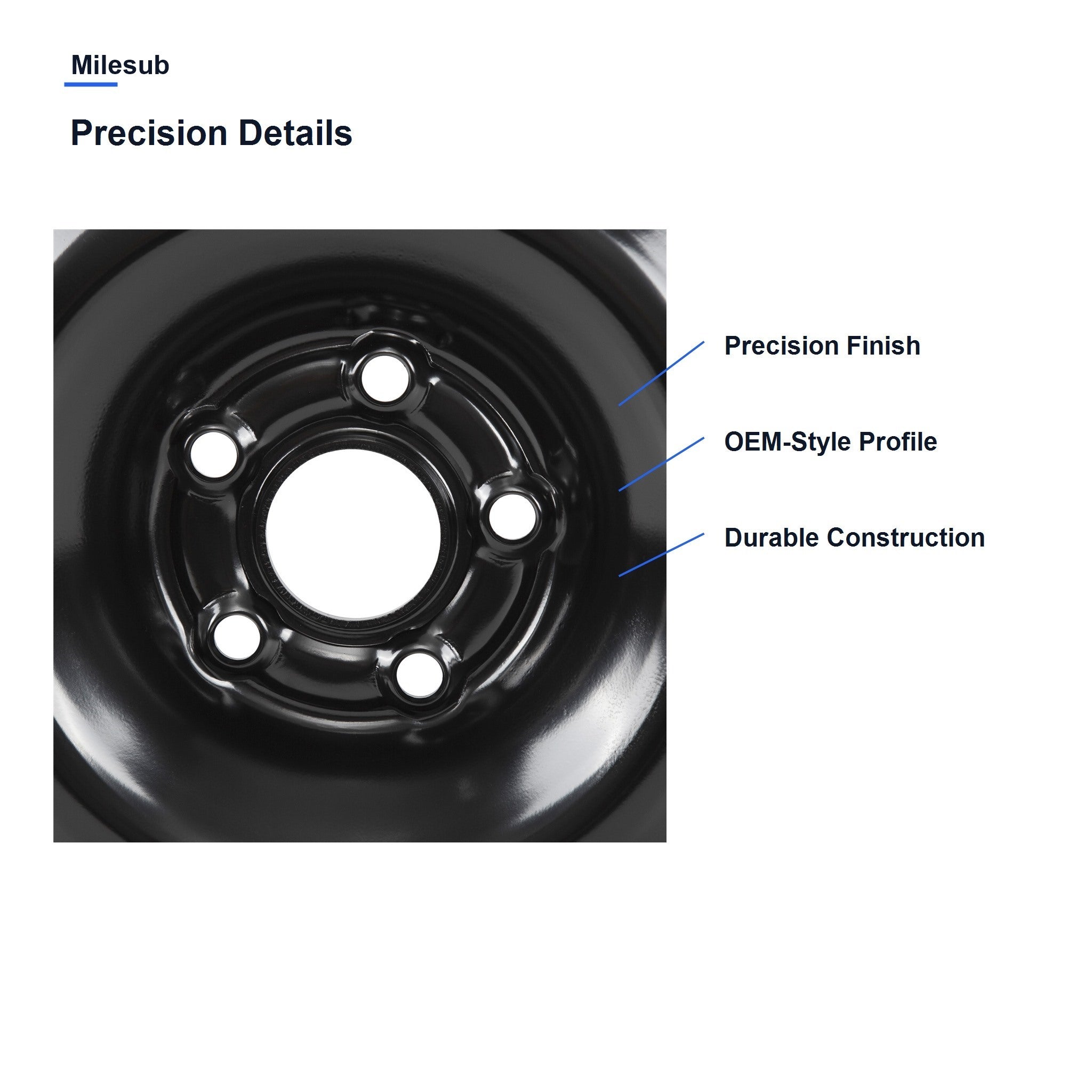 Milesub 15" OEM Style Replacement Wheel for 闆經鍏?绉戦瞾鍏?2016-2019 - Precision Details