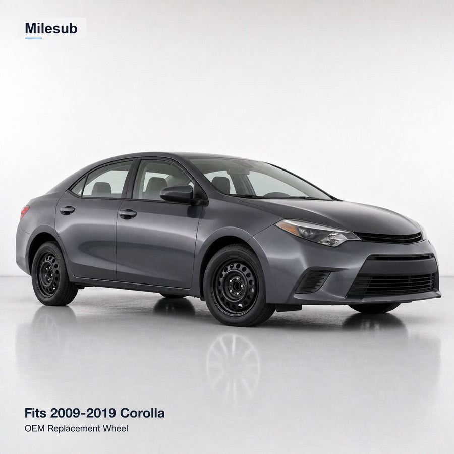 16x6.5 Black Steel Replacement Wheel for Toyota Corolla 2009–2019 / Matrix 2009–2014 – vehicle effect