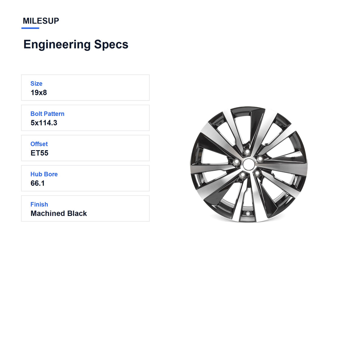 MilesUp 19" OEM Style Replacement Wheel for Nissan Altima 2019-2022 - Engineering Specs