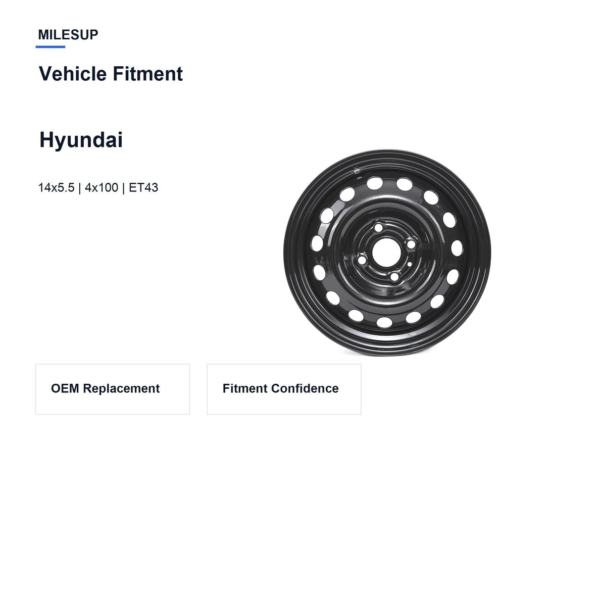 MilesUp 14" OEM Style Replacement Wheel for Hyundai - Vehicle Fitment
