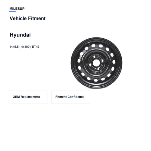 14" OEM Style Black Steel Replacement Wheel for Hyundai Accent 2006–2017