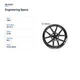 MilesUp 18" OEM Style Replacement Wheel for Honda Civic 2016-2024 - Engineering Specs