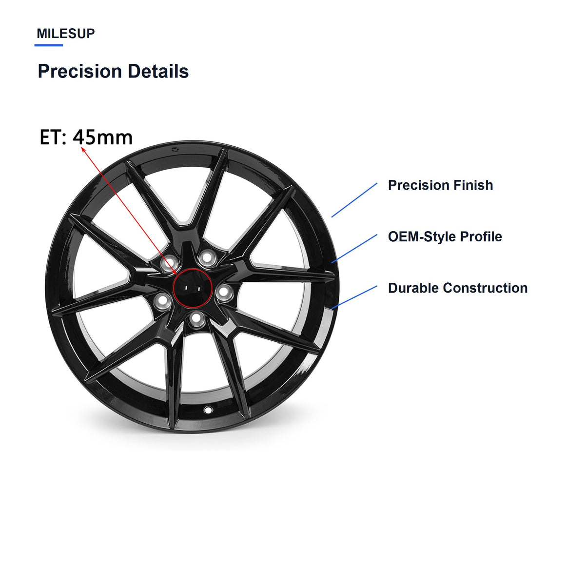 MilesUp 18" OEM Style Replacement Wheel for Honda Civic 2016-2024 - Precision Details