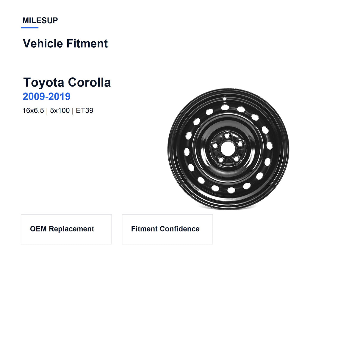 MilesUp 16" OEM Style Replacement Wheel for Toyota Corolla 2009-2019 - Vehicle Fitment