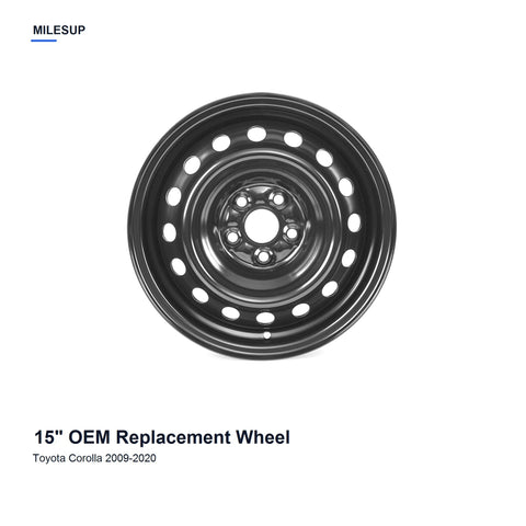 15x6 Black replacement wheel for Toyota Corolla 2009-2020