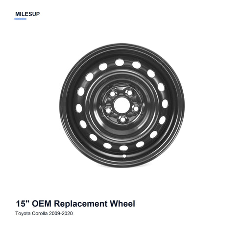 15” OEM-Style Black Steel Replacement Wheel for Toyota Corolla 2009–2020