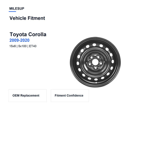 15” OEM-Style Black Steel Replacement Wheel for Toyota Corolla 2009–2020