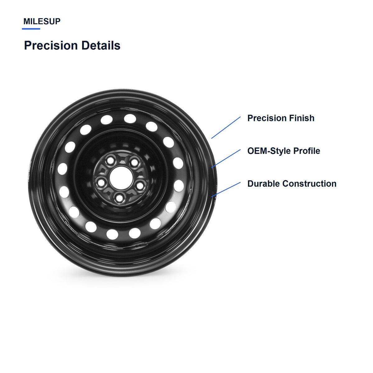 MilesUp 15" OEM Style Replacement Wheel for Toyota Corolla 2009-2020 - Precision Details