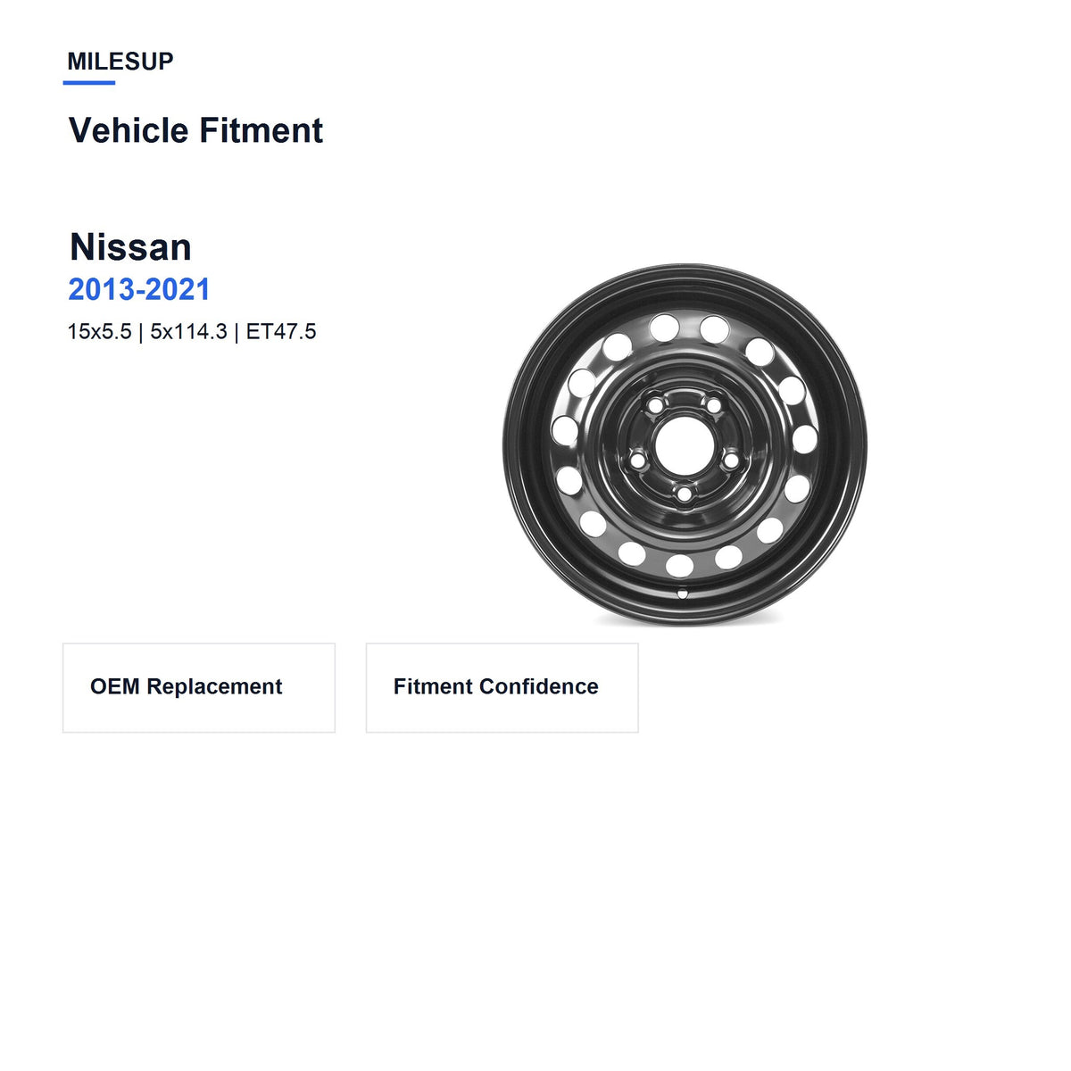 MilesUp 15" OEM Style Replacement Wheel for Nissan NV200 2013-2021 - Vehicle Fitment