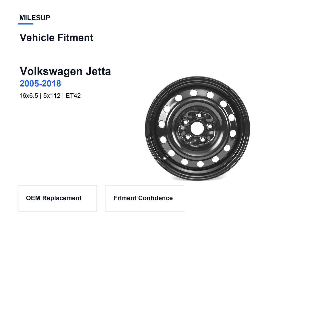 MilesUp 16" OEM Style Replacement Wheel for Volkswagen Jetta 2005-2018 - Vehicle Fitment