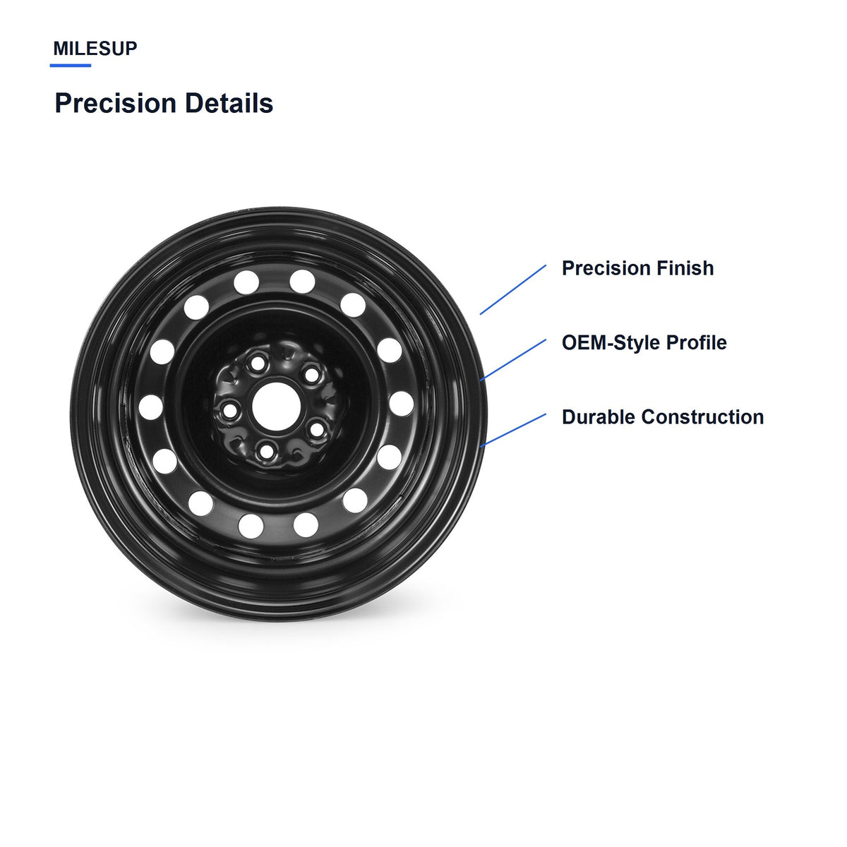 MilesUp 16" OEM Style Replacement Wheel for Volkswagen Jetta 2005-2018 - Precision Details