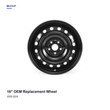 16x7 Black replacement wheel for Toyota Corolla 2020-2024