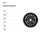 Engineering specifications for the 16x7 Black replacement wheel for Toyota Corolla 2020-2024