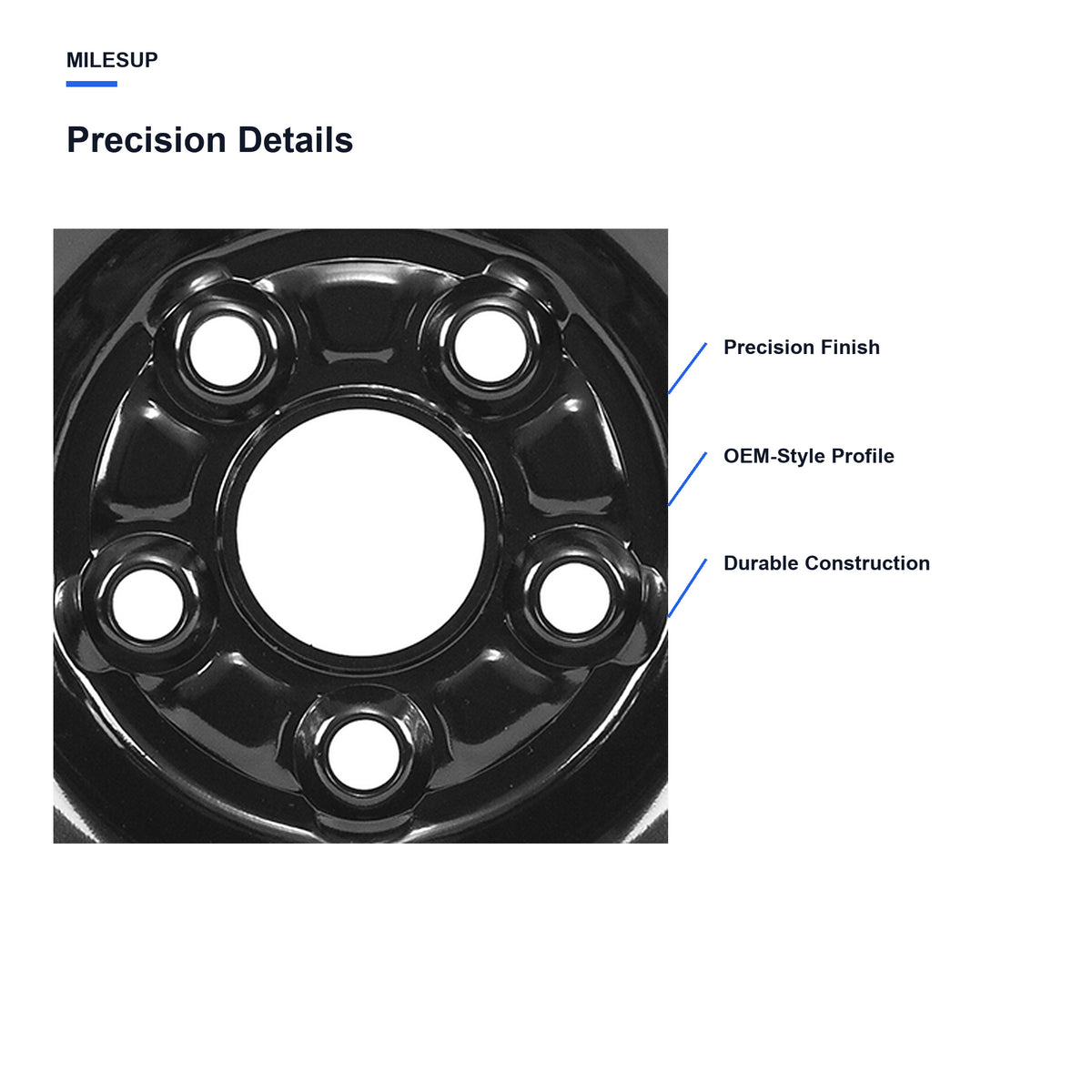 Close-up of the Black finish on the 16x7 replacement wheel for Toyota Corolla 2020-2024