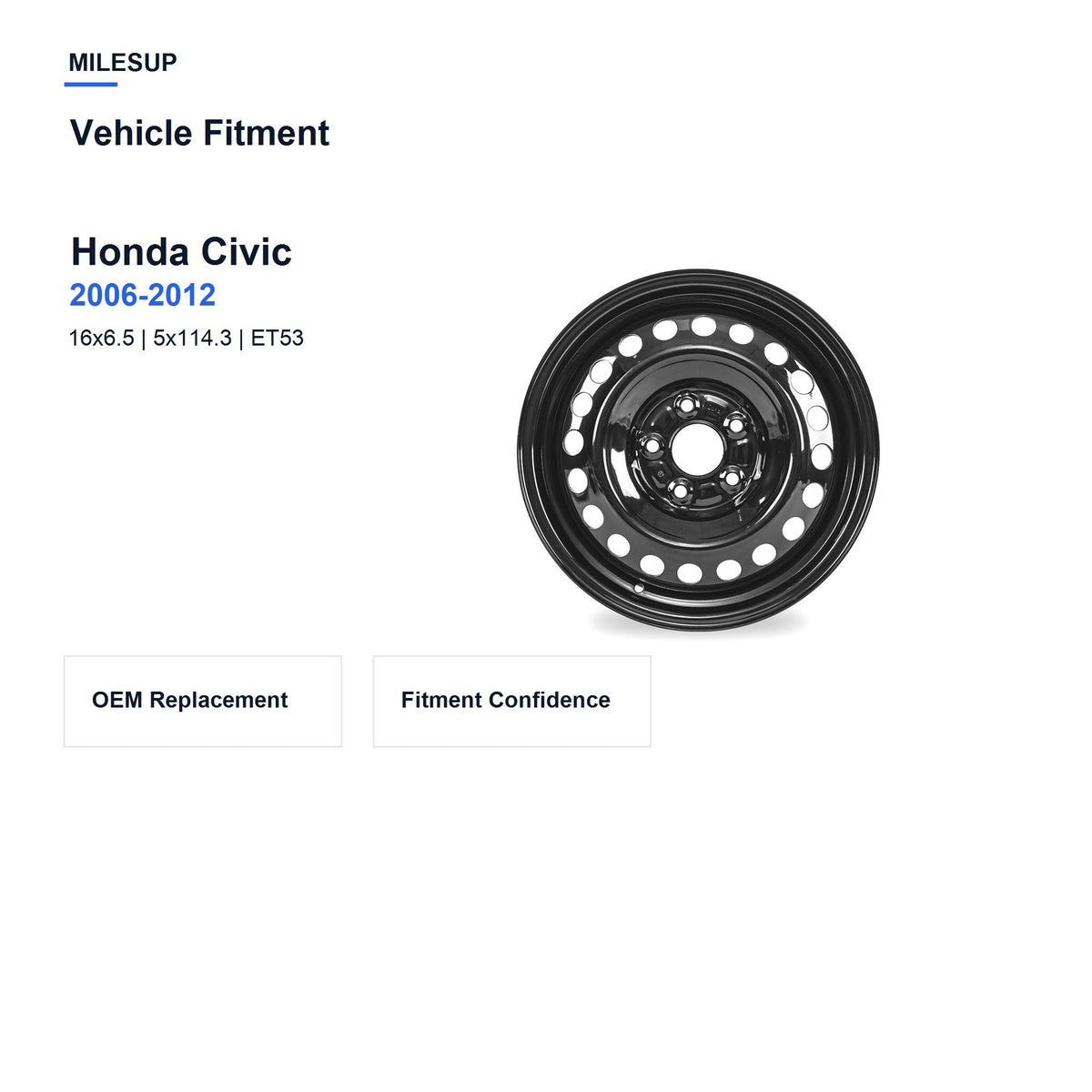 MilesUp 16" OEM Style Replacement Wheel for Honda Civic 2006-2012 - Vehicle Fitment