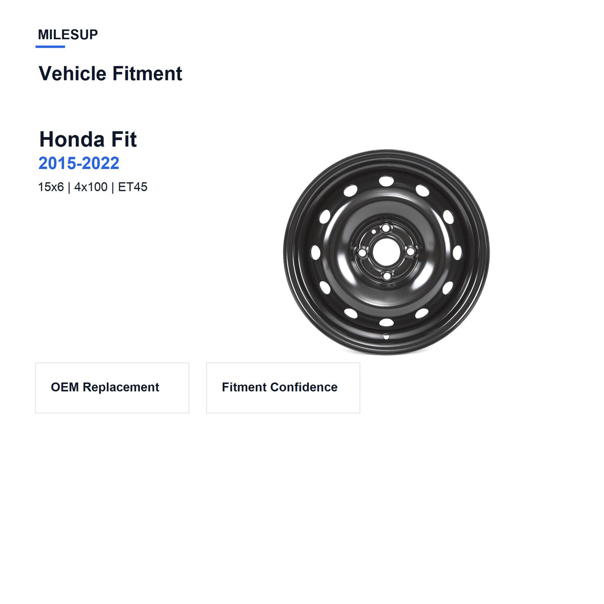 MilesUp 15" OEM Style Replacement Wheel for Honda Fit 2015-2022 - Vehicle Fitment