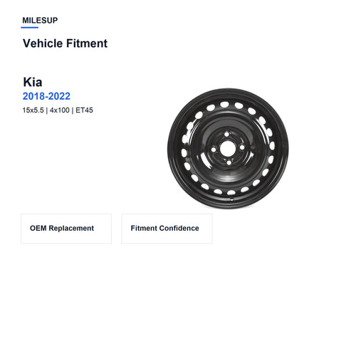 15" OEM Style Black Steel Replacement Wheel for Kia Rio 2018–2022