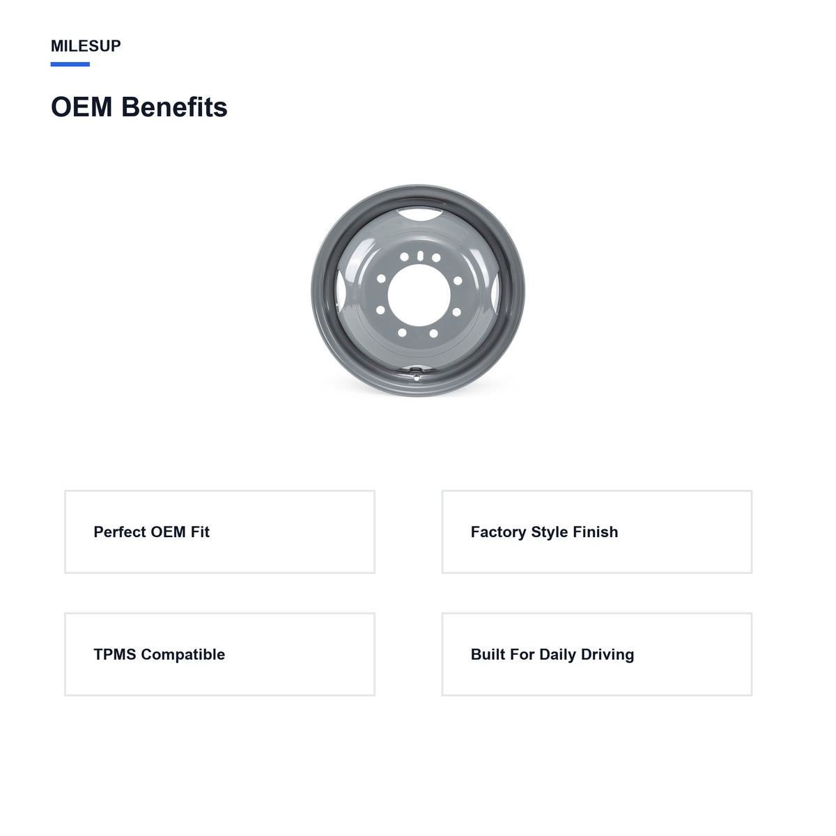 OEM-style design features of the 16x6 Grey replacement wheel for Ford E-450 2007-2025