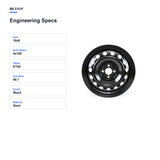 Engineering specifications for the 16x6 Black replacement wheel for Nissan Kicks 2018-2025