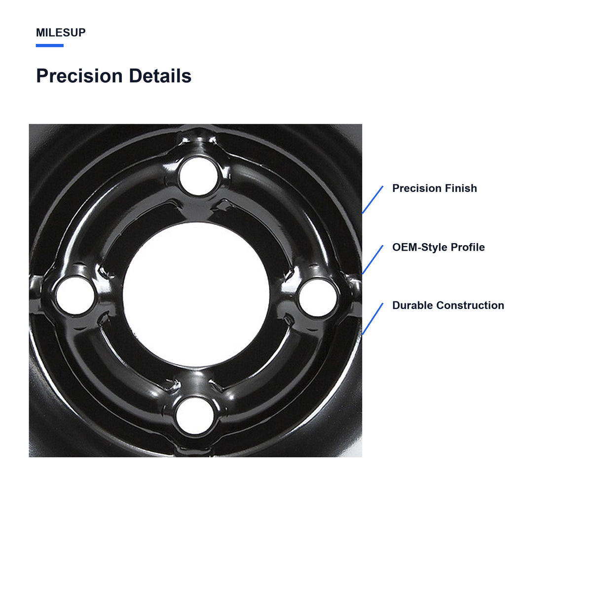 Close-up of the Black finish on the 16x6 replacement wheel for Nissan Kicks 2018-2025
