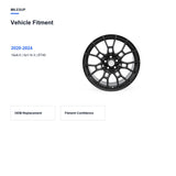 Bolt pattern and offset chart for the 19x8.5 Matte Black replacement wheel for Toyota Camry 2020-2024