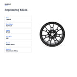 Engineering specifications for the 19x8.5 Matte Black replacement wheel for Toyota Camry 2020-2024