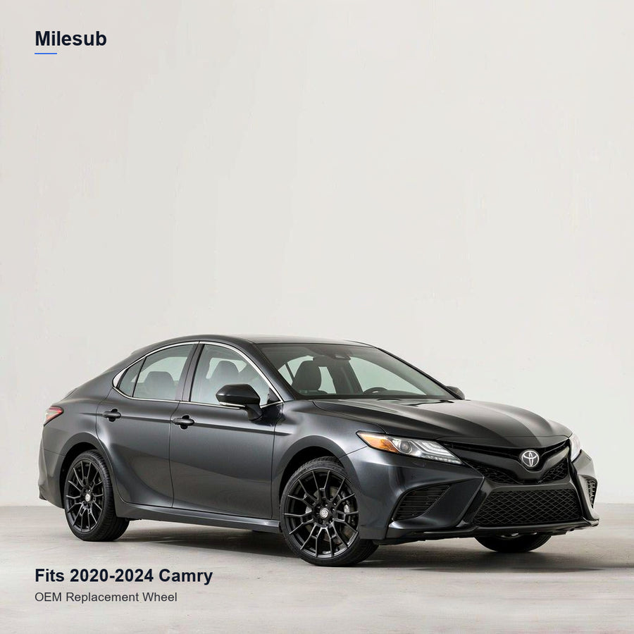 19x8.5 Matte Black replacement wheel installed on a Toyota Camry 2020-2024