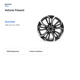 Bolt pattern and offset chart for the 19x8 Black replacement wheel for Nissan Altima 2019-2025