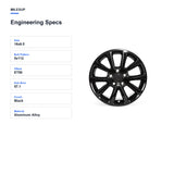Engineering specifications for the 16x6.5 Black replacement wheel for Volkswagen Jetta 2010-2018
