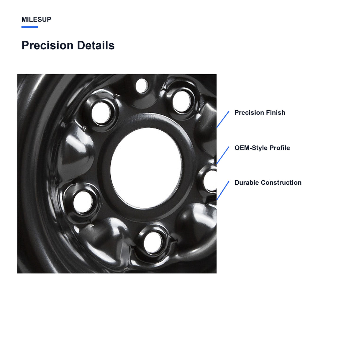 Close-up of the Black finish on the 17x7 replacement wheel for Toyota RAV4 2019-2024