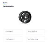 OEM-style design features of the 15x6 Black replacement wheel for Volkswagen Jetta 2006-2019