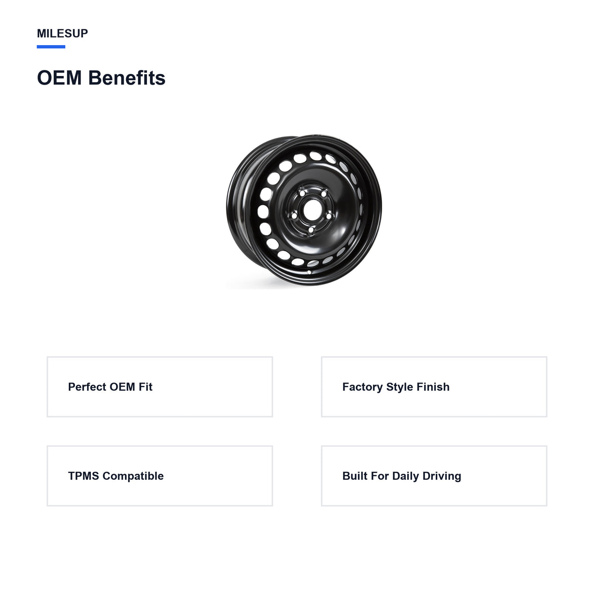 OEM-style design features of the 15x6 Black replacement wheel for Volkswagen Jetta 2006-2019