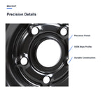 Close-up of the Black finish on the 15x6 replacement wheel for Volkswagen Jetta 2006-2019