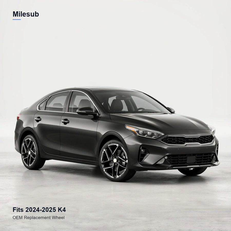 18x8 Black replacement wheel installed on a Kia K4 2024-2025