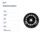 Engineering specifications for the 16x6.5 Black replacement wheel for Chevrolet Cruze 2011-2015