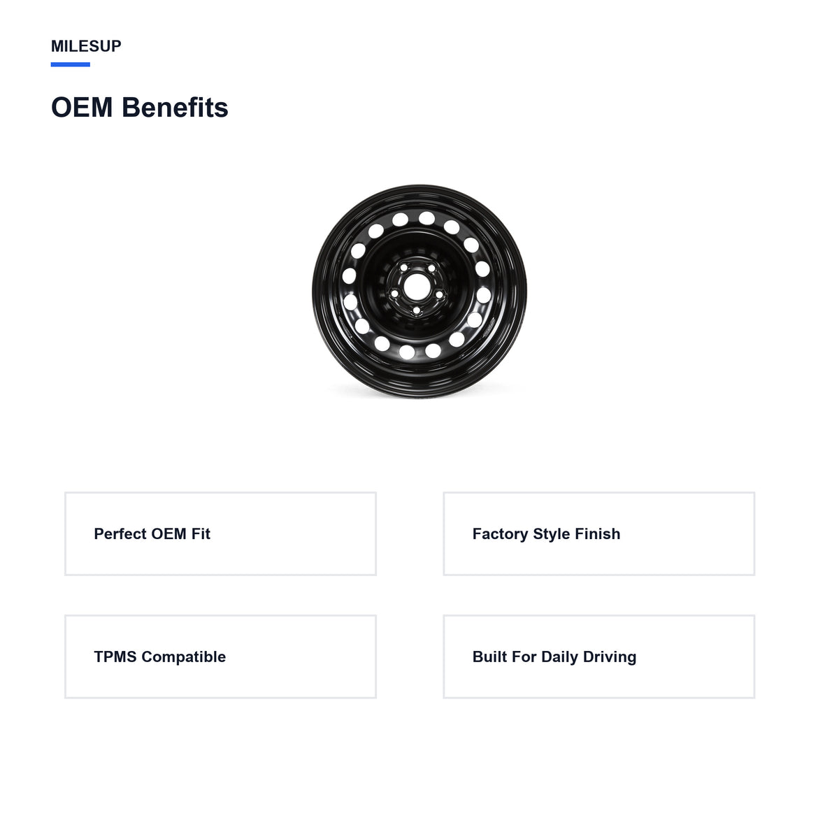 OEM-style design features of the 16x6.5 Black replacement wheel for Chevrolet Cruze 2011-2015