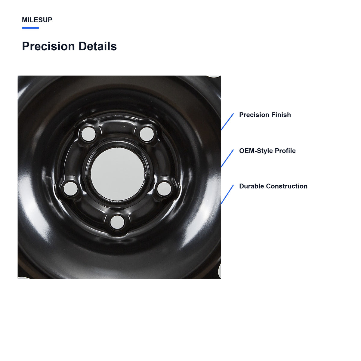 Close-up of the Black finish on the 16x6.5 replacement wheel for Chevrolet Cruze 2011-2015
