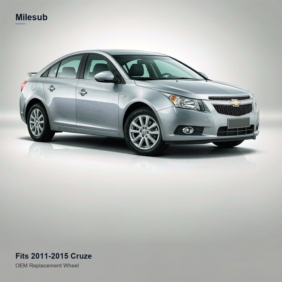 16x6.5 Black replacement wheel installed on a Chevrolet Cruze 2011-2015