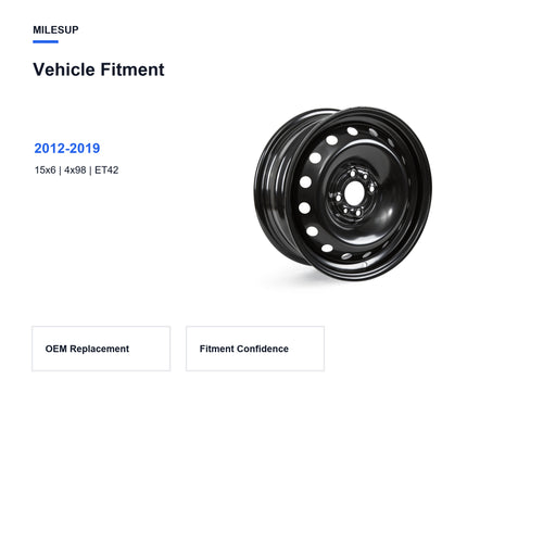 New 15"×6.0" OEM-Style Replacement Wheel for Fiat 500 2012-2019 Black