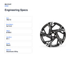 Engineering specifications for the 18x7.5 Black replacement wheel for Kia K5 2020-2025