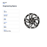 Engineering specifications for the 19x7.5 Black replacement wheel for Hyundai Tucson 2022-2025
